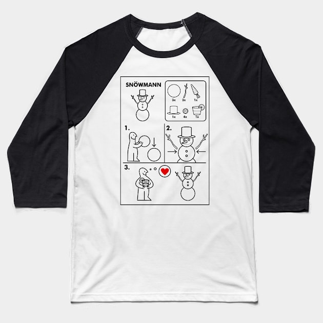 Snowman 2 Baseball T-Shirt by crazypangolin